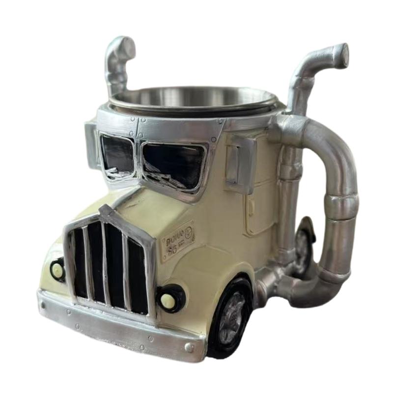 

Handcrafts Semi Truck Shape Coffee Mug Resins Truck Coffee Cup Home Decoration Unique Trucker Gift for Men and Women серебро белый
