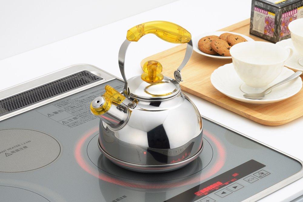 Ikeda Bussan Nudi Whistling Induction Made in 1214932 Kettle, 1.5L, Compatible, Yellow, Japan,