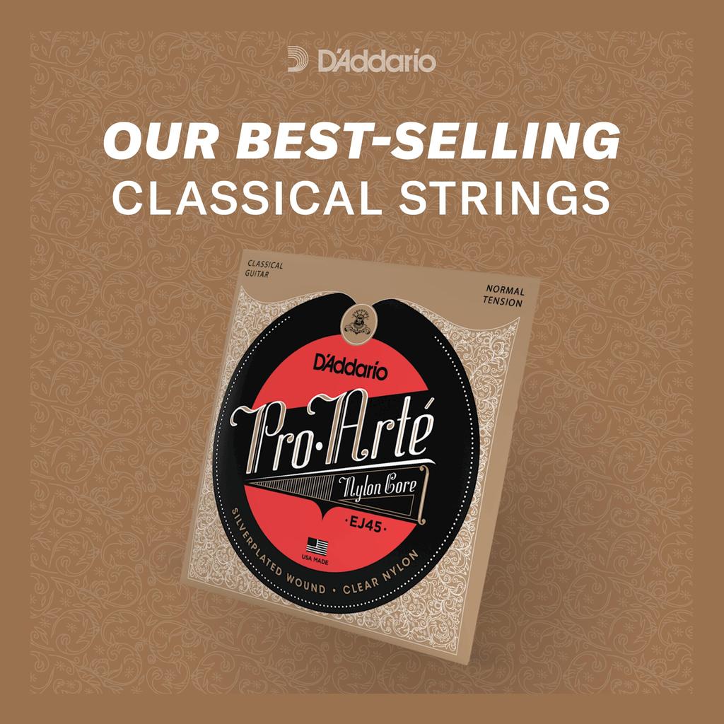 ProArte Classical Guitar EJ50 D'Addario Strings, Silver/Black Hard,
