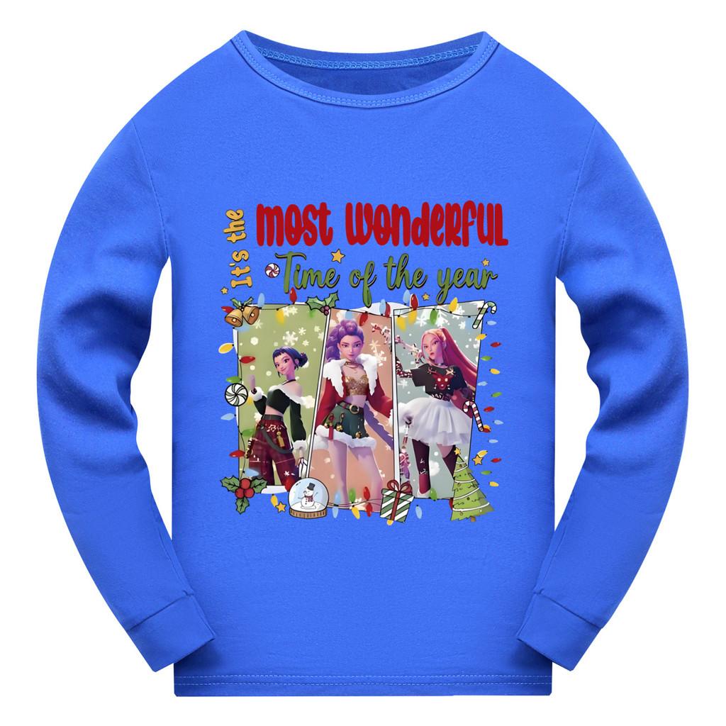 5096 Kids Girls Christmas New Year Rumi Zoey Mira Super Star Print Long Sleeves T-Shirt