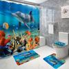 Duschvorhang und Badezimmerteppich Anti-Rutsch-Toilettenset, Heim-Badewanne Wasserdichter Duschvorhang 3D-bedruckt Langlebiges Polyestergewebe