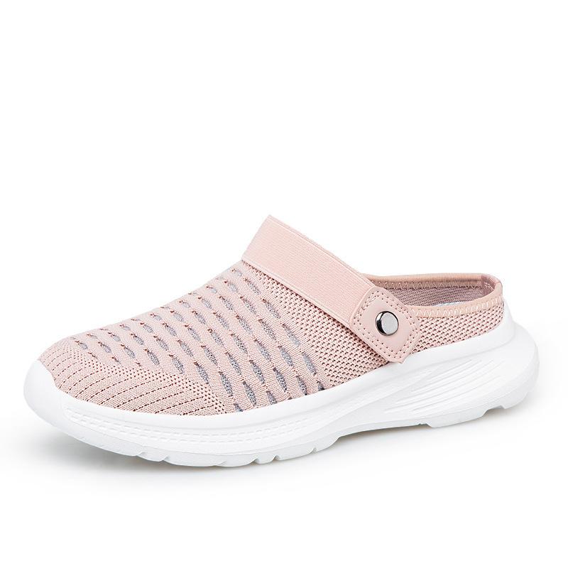 

Spring and summer new large size fashion casual mesh breathable couple shoes hollow one pedal trend 36 розовый