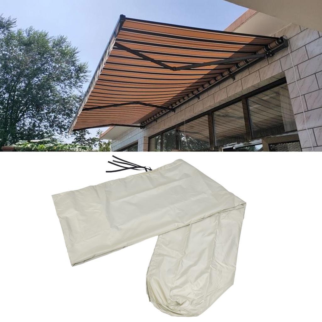 Outdoor Telescopic Canopy Dust Cover 210D Oxford Cloth Waterproof Sunscreen Awning Protective Cover Beige