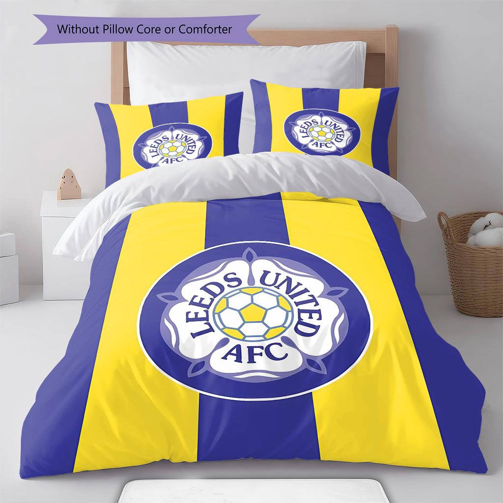 Leeds United Football Club Pattern Bedding,Quilt Set Quilt Cover Pillowcase Home Birthday Gift (1 * duvet cover + 2 * pillowcase, without core)