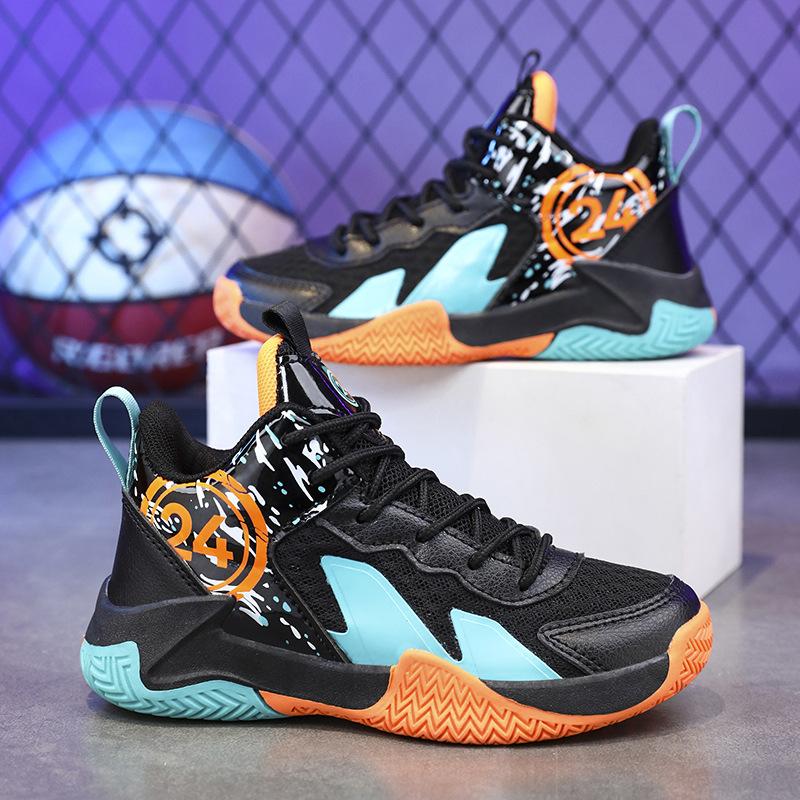 Children's basketball shoes New breathable mesh training shoes Medium and large children's sports shoes Non-slip and wear-resistant boys' student spo