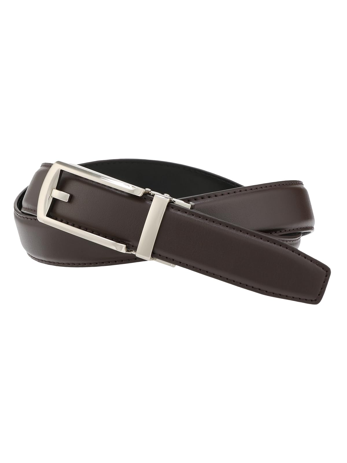 

[Suit Square] Men s Business Belt, Smooth Leather, Cowhide, Silver Buckle