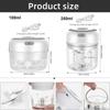 Electric Mini Food Chopper 100/250ml Rechargeable Small Food Processor for Garlic Onion Herb Veggie Ginger Fruit Puree Blender