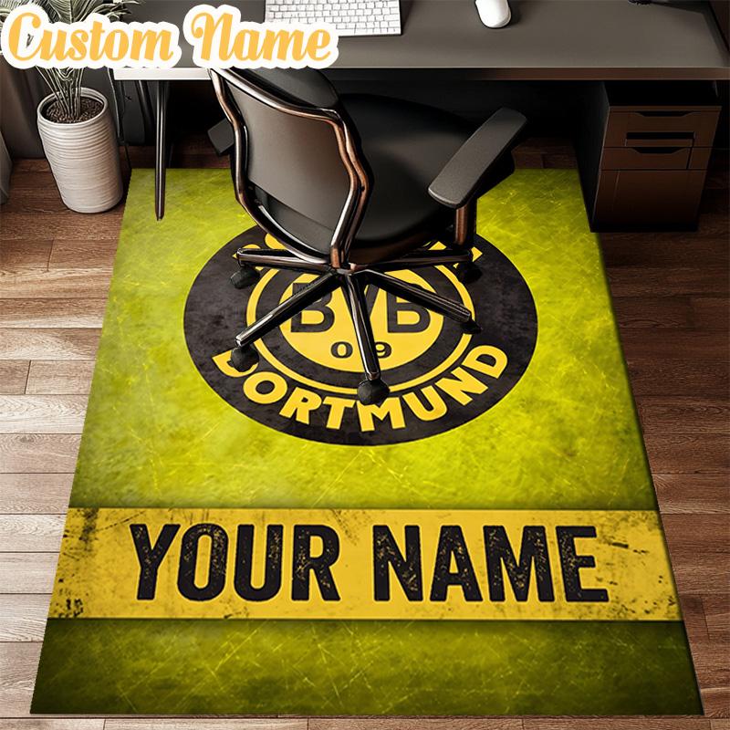 Custom Name Bvb 09 Football Team Rug Office Rug Chair Mat Non Slip Carpet Rugs for Bedrooms Dining Room Living Room Home Decor gifts