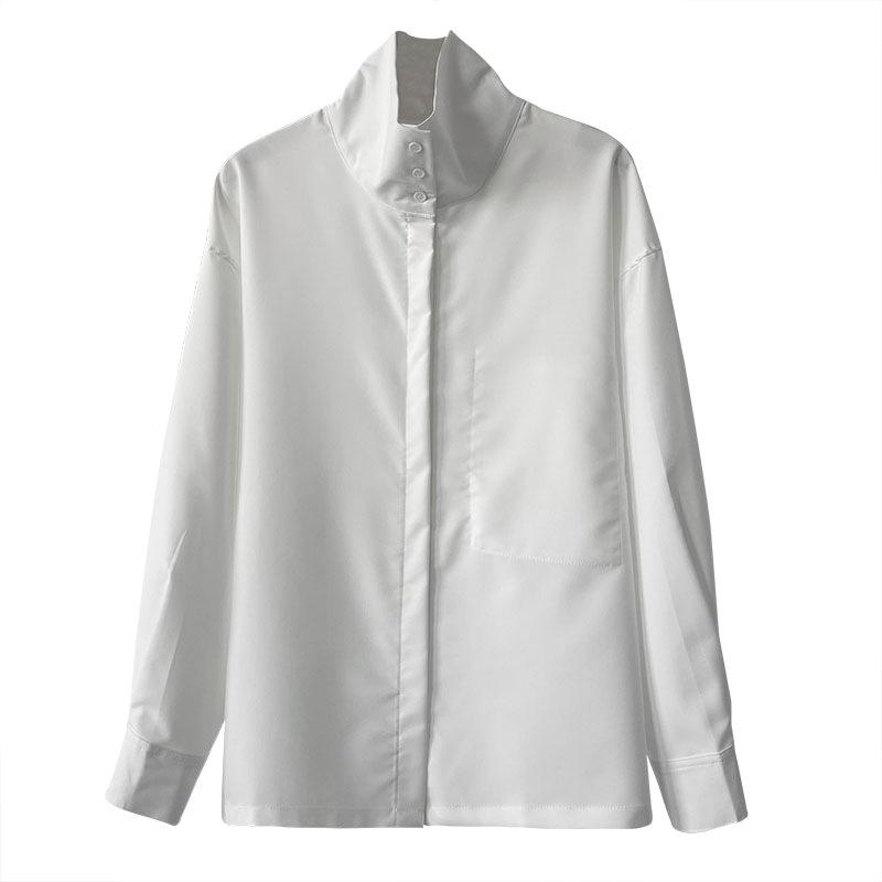 Zhichun Spring Women's Trendy Loose-Fit Long Sleeve Casual Shirt in Orange