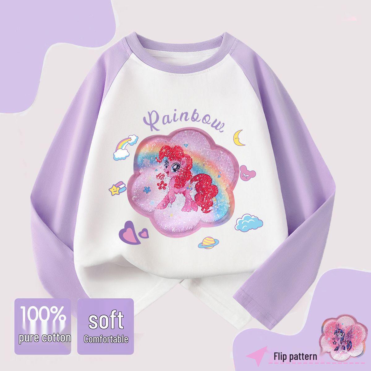 Girls  Cartoon Sequin Long-Sleeve T-shirt for Kids - Autumn 2025 Collection 130cm