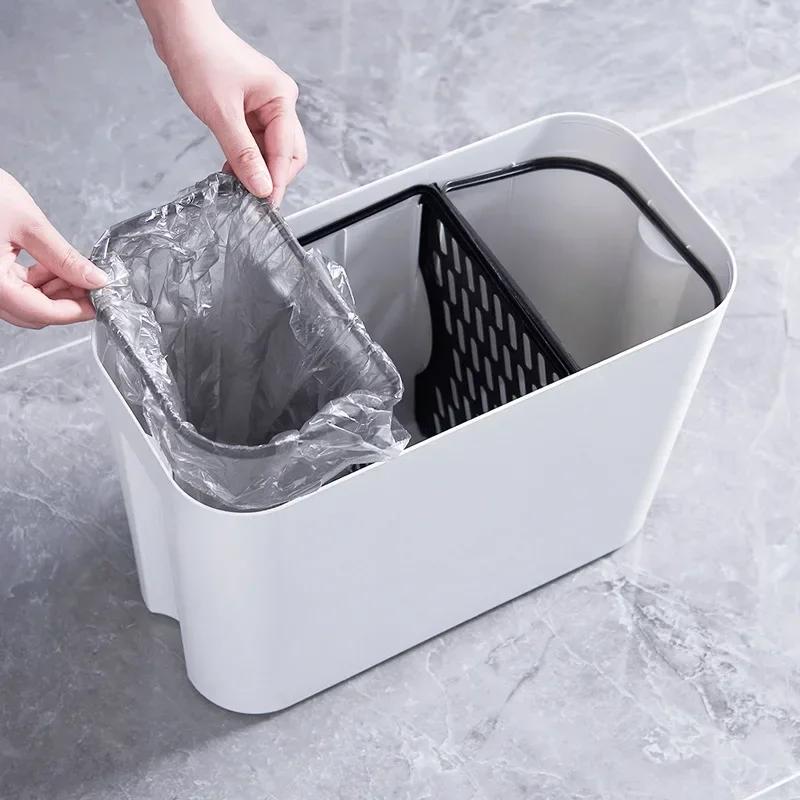 European Style Kitchen Trash Can - Household Bin with Lid, Dry & Wet Separation for Garbage Classification, Suitable for Living