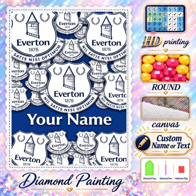Everton 5D DIY Diamond Painting Custom Name Text, Full Drill Rhinestone Mosaic Art Home Gift