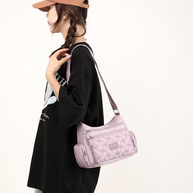 Autumn Large Bag Multi-Compartment Women Shoulder Bag Creative Diamond Stitching Crossbody Bag Large Capacity Nylon Fabric Women Bag