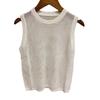 2025 Women's Sleeveless Knitted Mesh Cutout Round Neck Vest - Versatile Spring/Summer Top