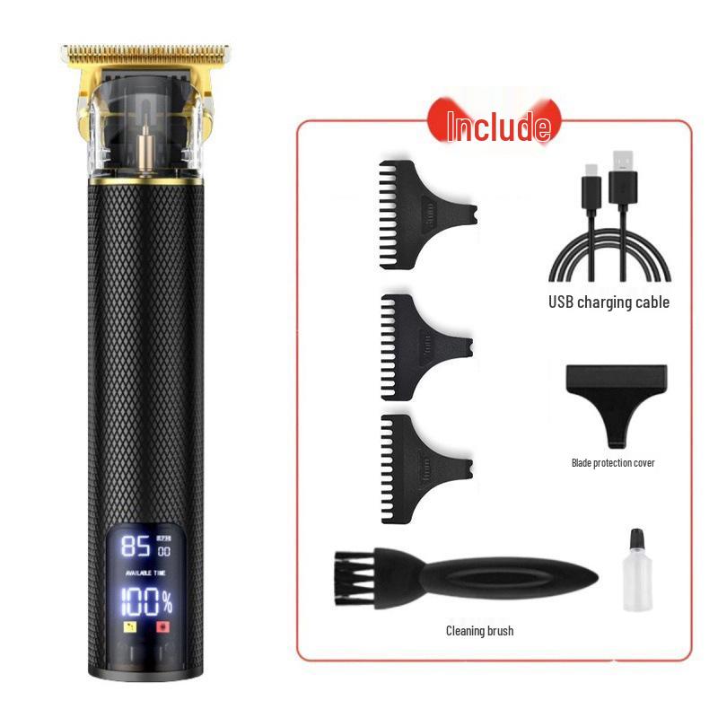 Professional Electric Hair Clipper for Barbers & Home: Precision Carving, Slicked Back Styles, Bald Head Trim.