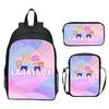 Lankybox Blocky Plüsch 3-teiliges Set Rucksack Cartoon Anime Schultasche für Kinder