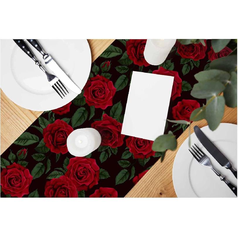 HOSNYE Table Runner Brown Leopard Pattern,Cotton Linen Table Runner Decoration for Kitchen Family Dinner Table Holiday Party Farmhouse Style 13 x 72