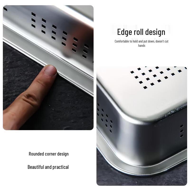304 Stainless Steel Rectangular Drainer Colander