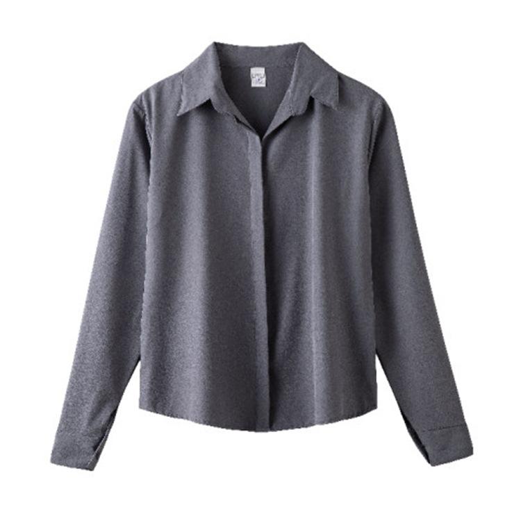 Solid Color Shirt Women's Long Sleeved Top Minimalist Temperament Chiffon Shirt Korean Version