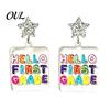 Cute Glitter Accessories 1 Pair Back to School Earrings, Colorful Acrylic Letter Dangle Creative Season Jewelry Drop First Day of Appreciation