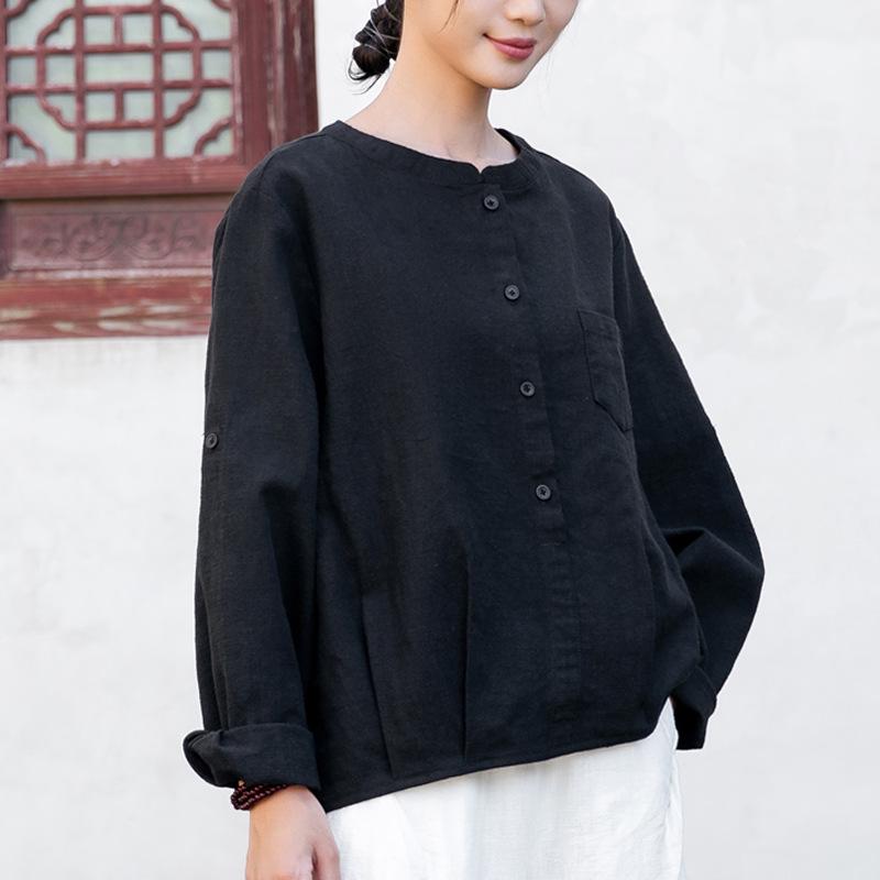 2026 Spring Women's Long Sleeve Cotton Linen White Shirt - Artistic, Versatile, and Commuting-Friendly.
