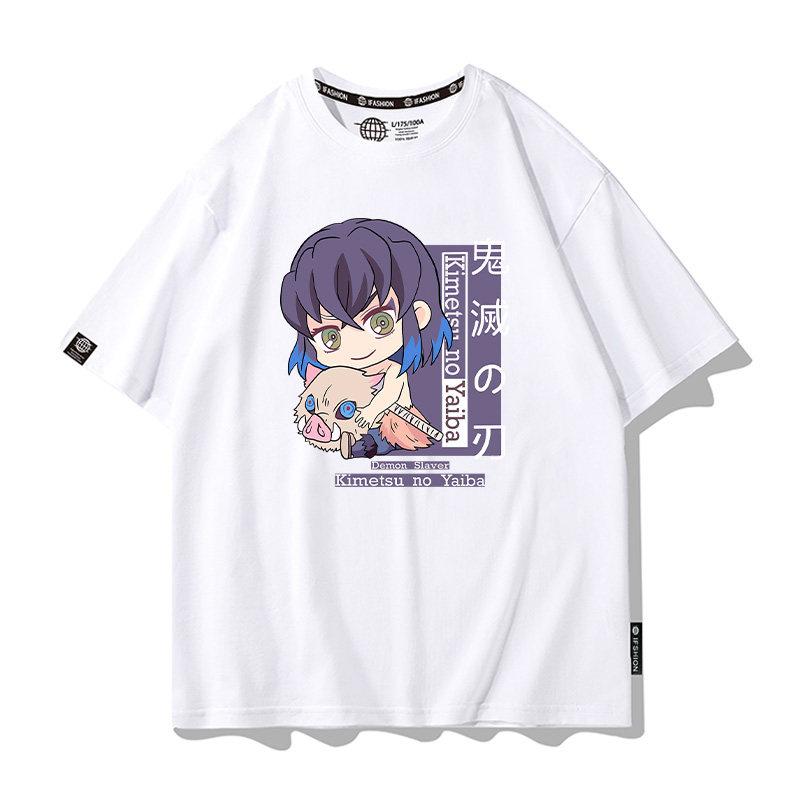 Summer Cartoon Ghost Killing Blade Summer Anime Cotton Cartoon Printing New Unisexs and Womens Casual Round Neck Short Sleeve