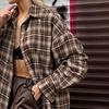 2025 European Spring Retro Women's Long Loose Plaid Shirt