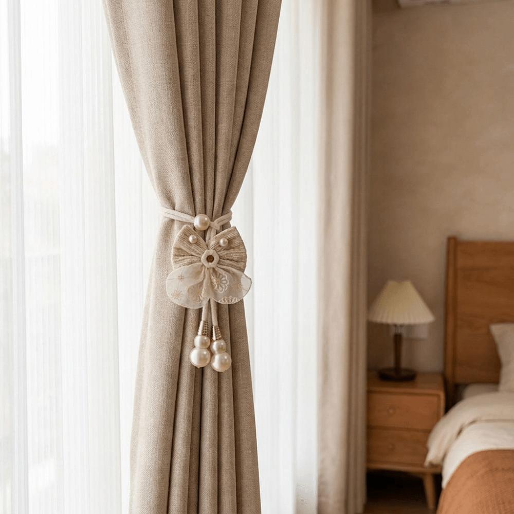 2PCS Romantic Window Curtain Tieback Adjustable Pearl Curtain Buckle Curtain Binding  Living Room