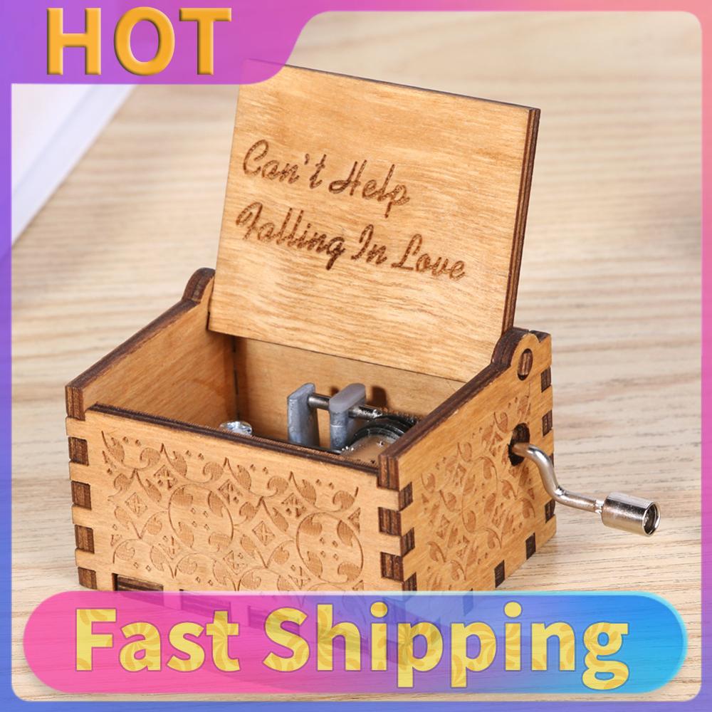 Wooden Retro Musical Box Exquisite Household Mini Ornaments Creative Manual Fashion Antique Carved for Birthday Christmas Gift