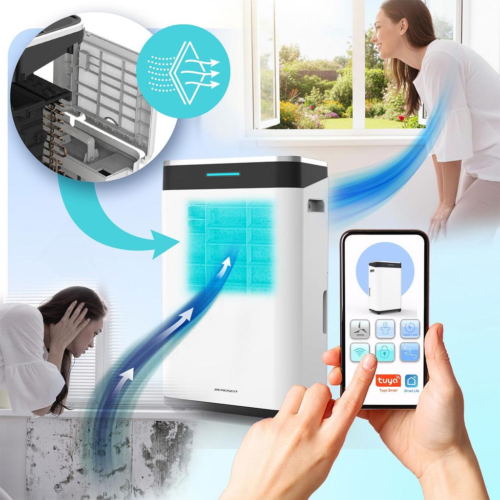 Compressor Air Dehumidifier - Moisture Absorber 25L/24H Hygrostat Berdsen Bd-533 White