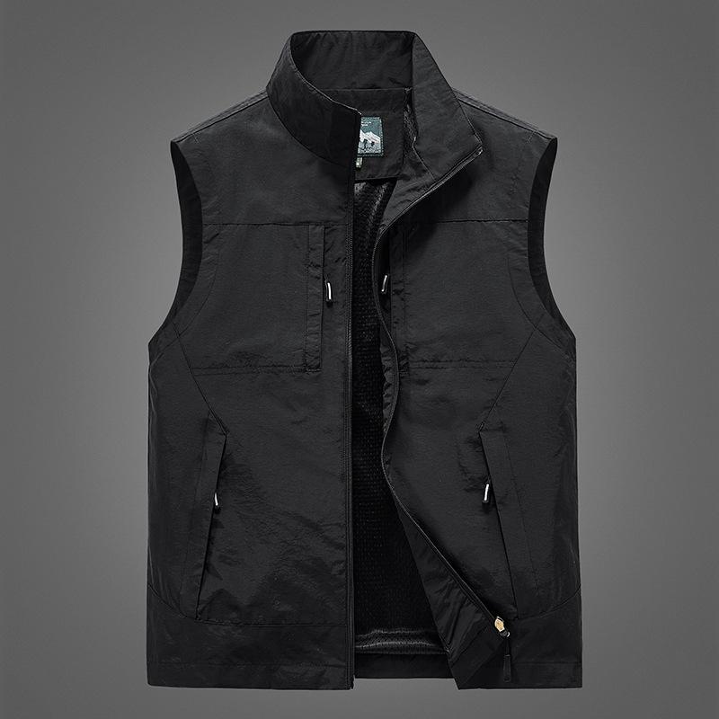 

Жилет мужской Four Seasons, тонкий, без рукавов, с воротником-стойкой, с несколькими карманами, быстросохнущий, большой размер 5XL чёрный