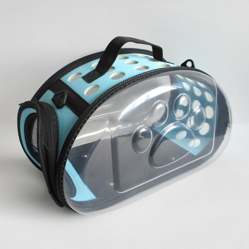 Breathable Foldable Pet Backpack: Portable Transparent Cat & Dog Bag with Large Capacity