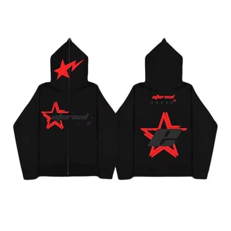 Винтажная утепленная толстовка с капюшоном на молнии со звездами и буквами в винтажном — фото 5