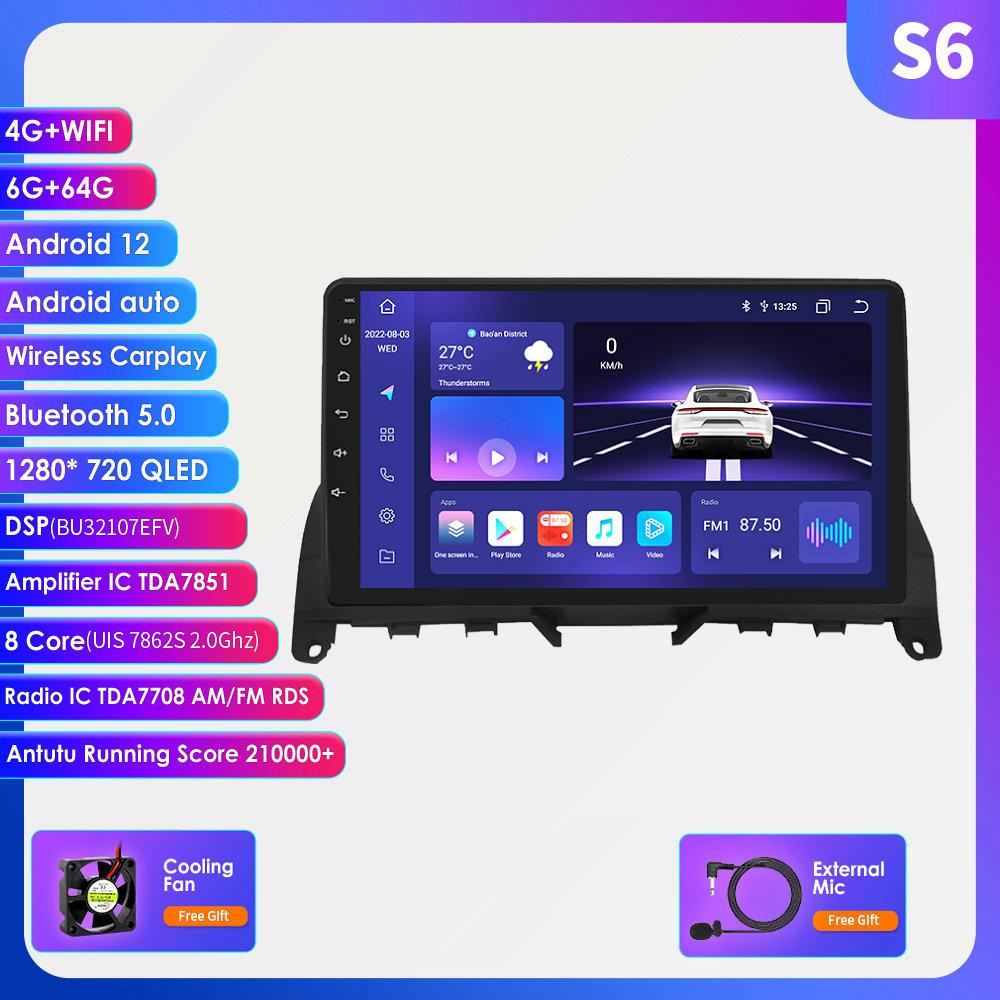 Hizpo AI Voice 2 Din Android Auto Radio for Mercedes Benz C-Class W204 S204 Carplay 4G Car Multimedia GPS 2din Autoradio Stereo Audio Video Head Unit