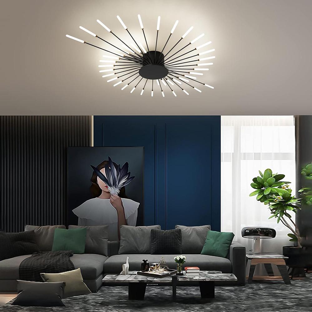 Černá 42hlavá nestmívatelná závěsná světla Kreativní design ohňostroje Lustr Moderní stropní svítidlo do obývacího pokoje Výstavní sál Ložnice