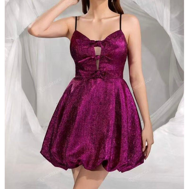 

Foreign Trade Order Summer Ins New Sling Slimming Bright Silk Thread Age Reducing Bow Mesh Perspective Puffy Pumpkin Skirt Rose Red M