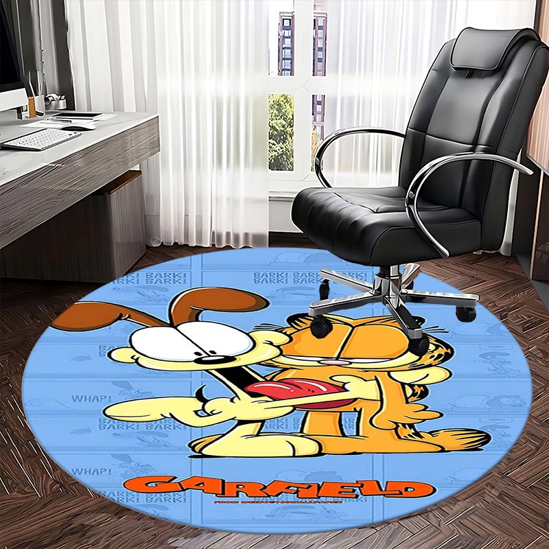 Garfield,Dog Chair mat Round Rug Office carpet, Machine Washable, Non slip, Suitable for Living Rooms, Bedrooms