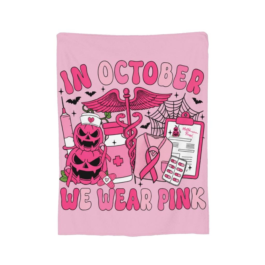 Breast Cancer Awareness Hope Halloween In October We Wear Pink Flannel Blankets Throw Blankets for Home Plush Thin Quilt