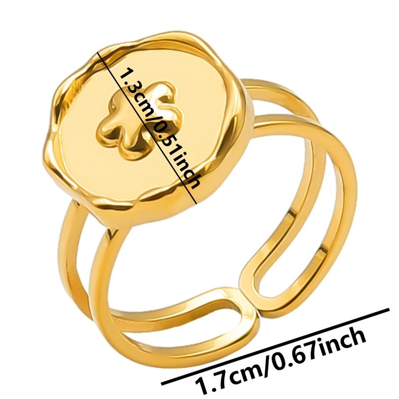 

Flower Heart Rings For Women Men Accessories 18k Real Gold Plated Stainless Steel Ring Fashion Layered Geometric Jewelry Anillos