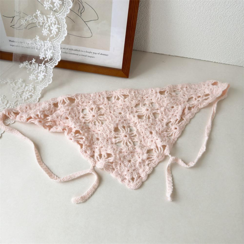 

Вязаная крючком повязка на голову ручной работы, треугольная, с цветком, косынка, вязаная повязка на голову, шляпа, для пляжной фотосессии розовый