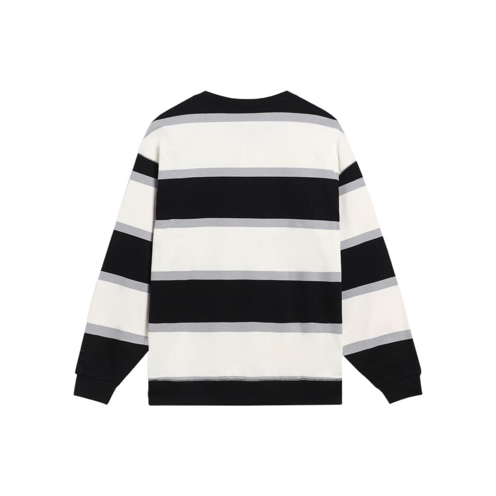 Li-Ning SS22 Sports Fashion Series Color Block Striped Crew Neck Long Sleeve Sweatshirt Unisex Sweatshirt Black White AWDS537-1