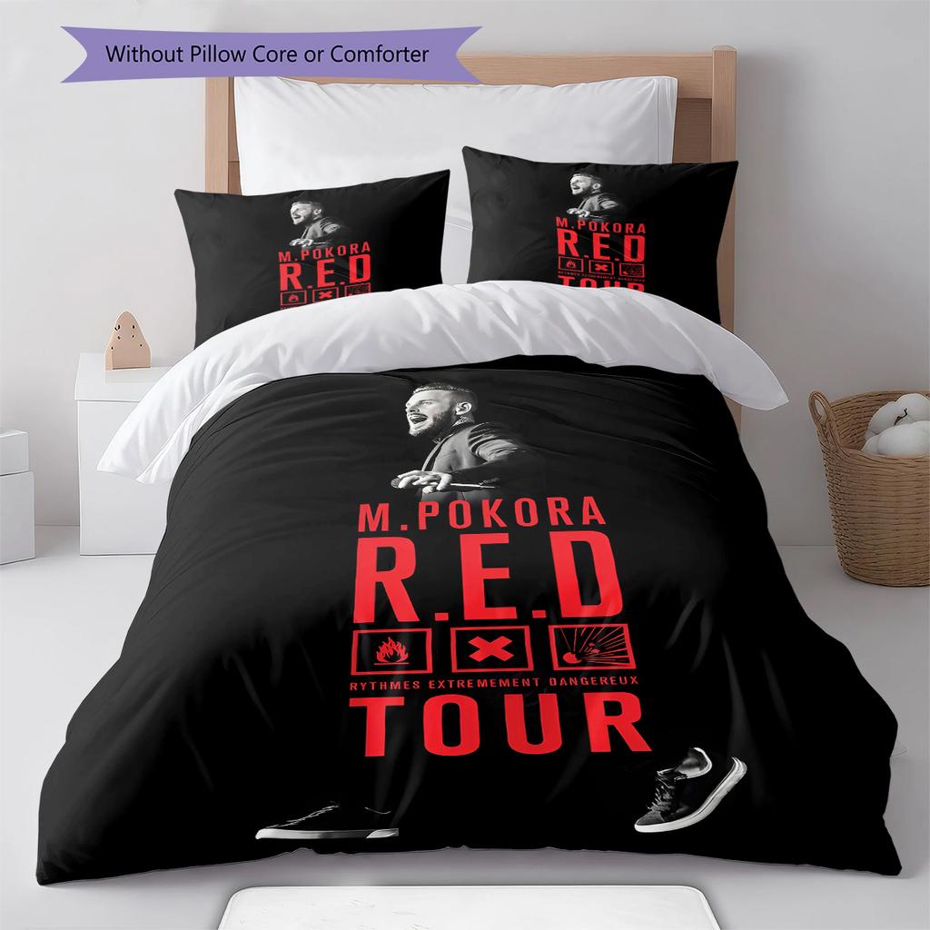 M Pokora Pattern Bedding,Quilt Set Quilt Cover Pillowcase Home Birthday Gift (1 * duvet cover + 2 * pillowcase, without core)