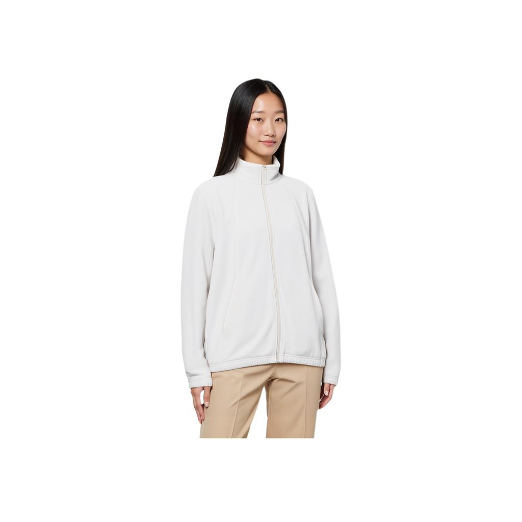 Anta Solid Color Fleece Warm Stand Collar Jacket Women Outerwear Sandy-Gray 962347711-2