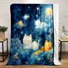 Dreamy Night with Sleeping Cats Print Blanket Soft and Cozy Perfect for the Living Room Bed Sofa or a Nap,gift