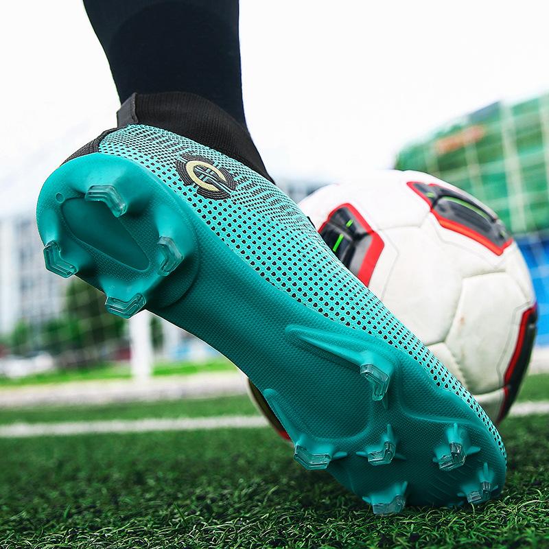 Football Shoes Large Size High Top Men'S Children'S Broken Nail Shoes Leather Surface Long Nail Glue Large Size Youth Sports Shoes