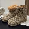 Public Version European Station 2025 Autumn and Winter New Leopard Print Sheepskin Integrated Snow Boots Women's Flat Bottom Non-slip Warm Cotton