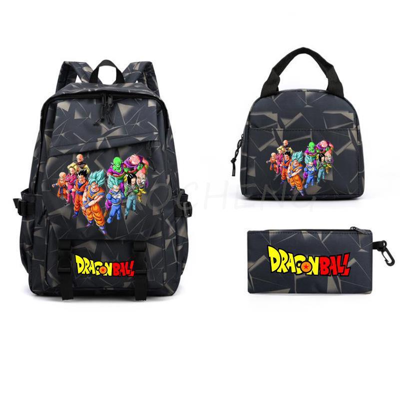 Dragon Ball Peripheral Cartoon Printed Backpack 3PCS Set Student School Bag Shoulder Bag Pencil Case Set