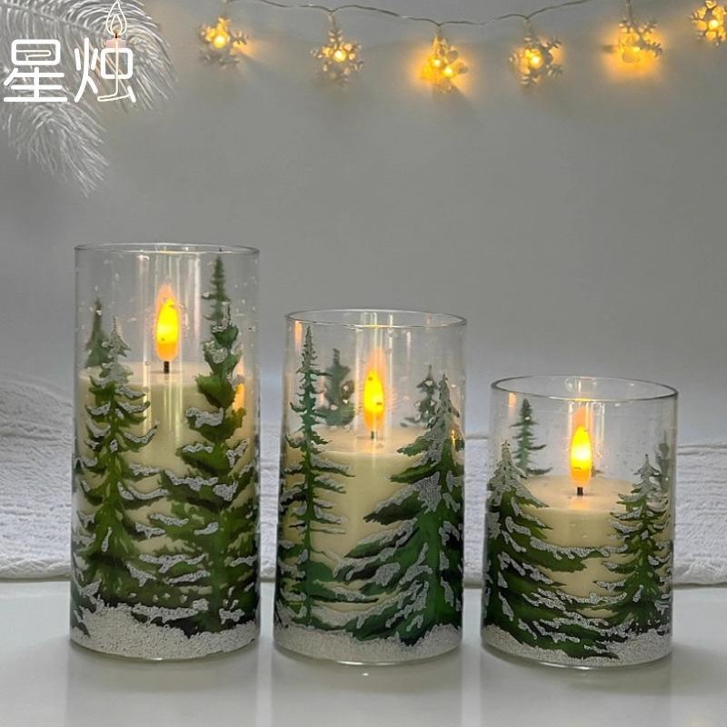 LED Simulated Candle Cedar Acrylic Candlestick Warm Flicker Wedding Centerpiece Romantic Ambience For Couples Christmas Gift