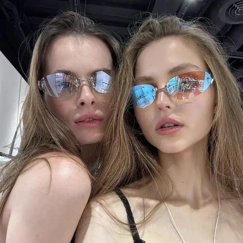 Cool Style Frameless Sunglasses Trend Uv Protection Retro Eyeglasses Light Weight Vintage Decorative Sun Glasses Streetwear
