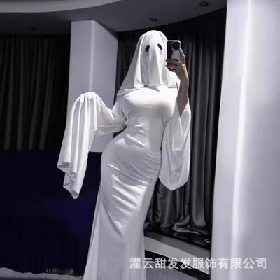 Halloween Cos Ghost Adult Suit Bridal Veil Halloween Cute Ghost Slim Dress Leak Back Costume